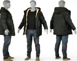 Male Casual Outfit 65 Coat Jeans Footwear Low-poly  3D model