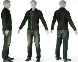 Male Casual Outfit 66 Pull Jeans Shoes Low-poly  3D model