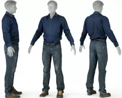 Male Casual Outfit 67 Shirt Pants Shoes Low-poly  3D model