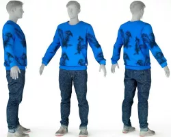Male Casual Outfit 69 Pull Jeans Footwear Low-poly  3D model