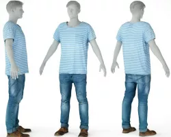 Male Casual Outfit 70 Shirt Trousers Shoes Low-poly  3D model
