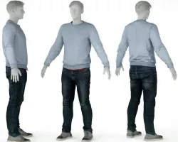 Male Casual Outfit 71 Pull Jeans Shoes Low-poly  3D model