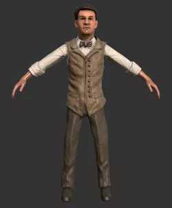 Male Character Suit Vintage 1920 Low-poly  3D model