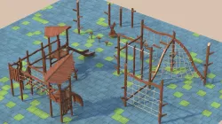 Modern wooden eco playground 3D model