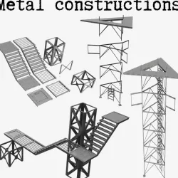 Modular steel construction Low-poly  3D model