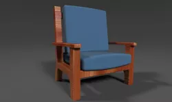 PBR Longue Chair - Armchair Game Ready Low-poly  3D model
