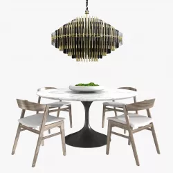 Restoration Hardware anders chair aero table emile chandelier 3D model