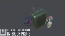 Sport bags and backpack - interior props Low-poly  3D model