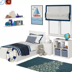 Universal children room Blue 3D model
