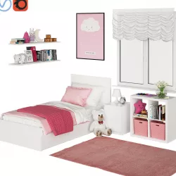 Universal children room Pink Low-poly  3D model