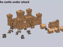 Flattened and CUTTABLE "Castle Under Attack" - Original laser cut model by Andrea Garuti