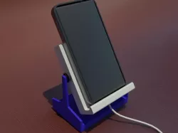 Adjustable smartphone holder with a ratchet hinge
