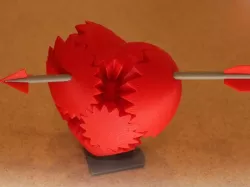 Arrow Through Gear Valentine's Heart With Stand!
