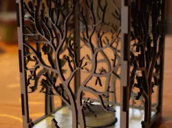 candle holder laser cut Tree & Animals wood present tea candle