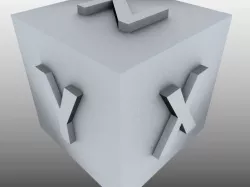 Testing Solid Cube 20x20x20mm with Text on All Axis