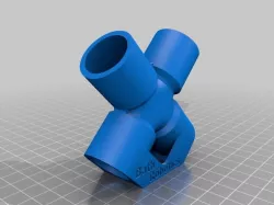 4-Way X Pipe Fitting (Ø22mm Pipe Solvent Weld) print in ABS and Vapour Bath