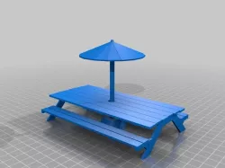 picnic table with umbrella