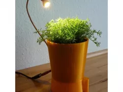 Automatic Herb- or Flowerpot. Self-watering, led-lighted water-level indication and greenhous in one piece