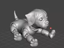 3d Jointed Puppy Dog Lying Down