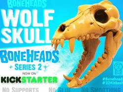 Boneheads Series 1: Wolf Skull w/ Articulated Jaw - via 3DKitbash.com