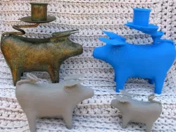 Brass Pig Candle Holder