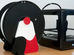 Full-sized-filament-spool holder printable on most 3D printers, small or large