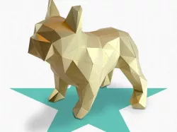 Dogo - DIY folding kit for a beautifull geometric low poly diamond style French Bulldog