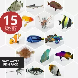 15 Saltwater Fish Pack Low-poly  3D model