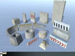 16 Concrete Barriers - Big Pack Low-poly  3D model