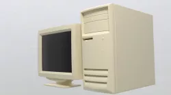 90S Old desktop computer and monitor Low-poly  3D model
