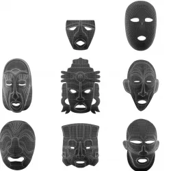 Ancient masks collection 3D model
