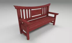 Asian wooden bench Low-poly  3D model