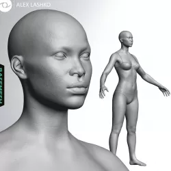 Average Black Female Body Basemesh 3D model