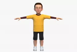 Boy in a T-shirt Character 3D Model no rig Low-poly  3D model