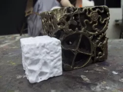 Bronze cube of gears scanned with 123D Catch