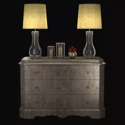 Cabinet with table lamps  candles and roses 3D model