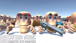 Cartoon worms - characters with animations Low-poly  3D model