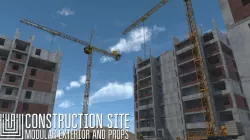 Construction site - modular exterior and props Low-poly  3D model