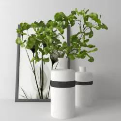 Decoration set witn Branches of Ginkgo Biloba 3D model