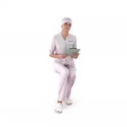 Doctor Female Sitting Low-poly  3D model