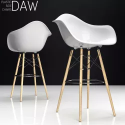 Eames DAW Bar plastic side chairs 3D model