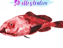Low Poly Blob Fish illustration Animated - Game Ready Low-poly  3D model