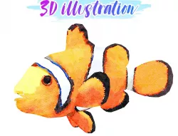 Low Poly Clown Fish illustration Animated - Game Ready Low-poly  3D model