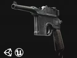 Mauser C96 - Model and Textures Low-poly  3D model