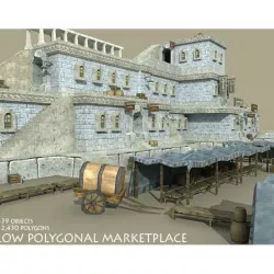 Medieval Marketplace Low-poly  3D model