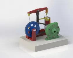 Miniature Steam Engine with Horizontal Beam and Centrifugal Pump 