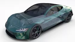 Tesla Roadster 2020 Green with interior and chassis 3D model