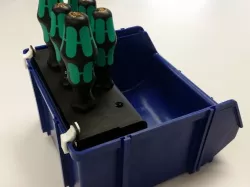 Wera screwdriver rack holder for an open fronted storage bin