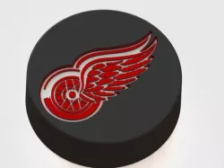 NHL teams logotypes on ice hockey puck