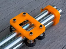 V-Wheel carriage between four 1/2" EMT or PVC Pipe